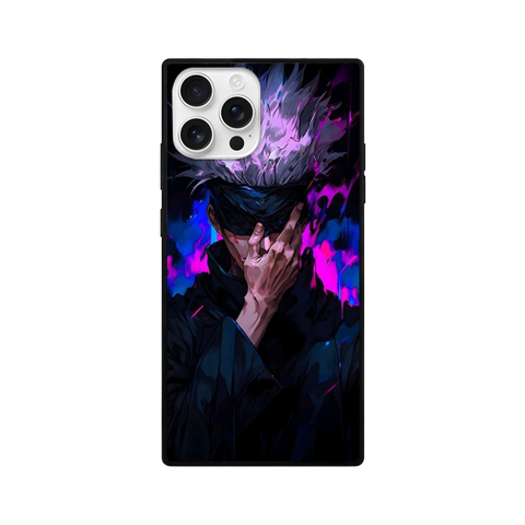 Purple Flame Anime Boy iPhone Case – Dark Fantasy Edition