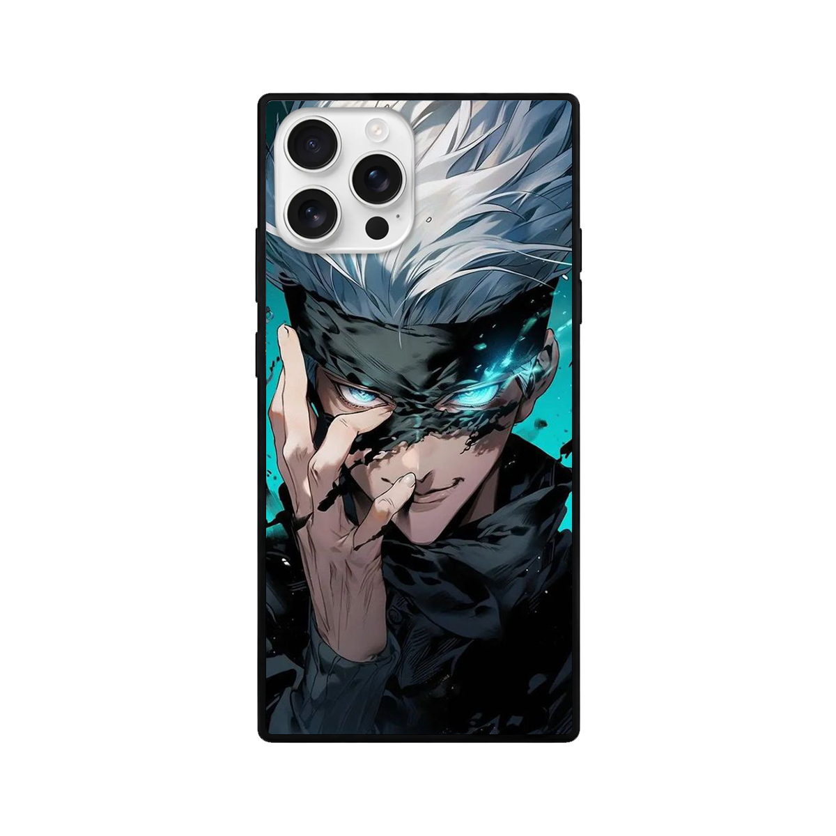 White Hair Anime Boy Cyan Eyes Phone Case – Blue Energy Edition