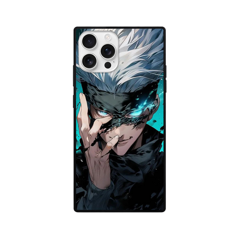 White Hair Anime Boy Cyan Eyes Phone Case – Blue Energy Edition