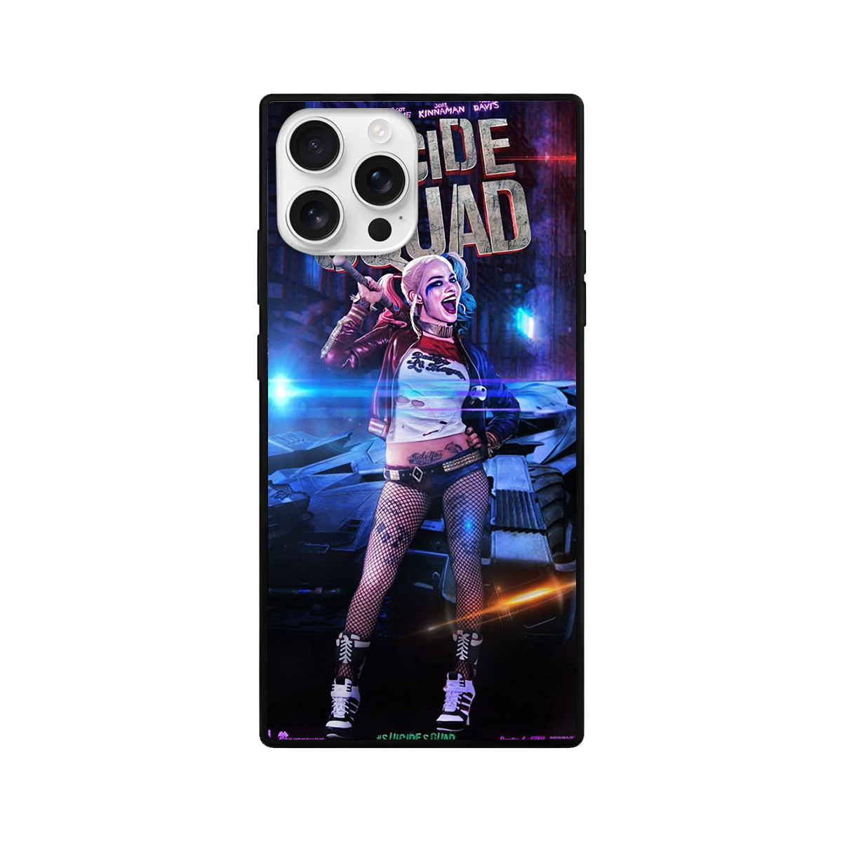 Harley Quinn Suicide Squad iPhone Case – Neon Blue & Pink Edition