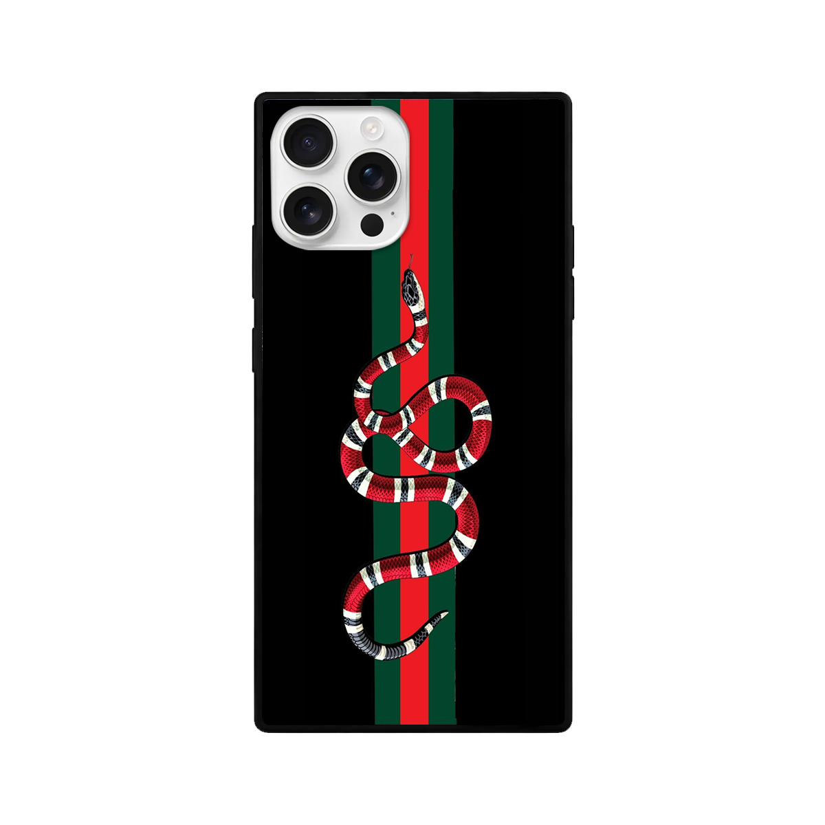 Black Red Green Snake Phone Case – Luxury Streetwear Edition