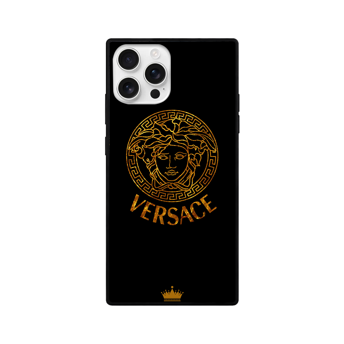Black Gold Medusa Luxury Square Glass Phone Case