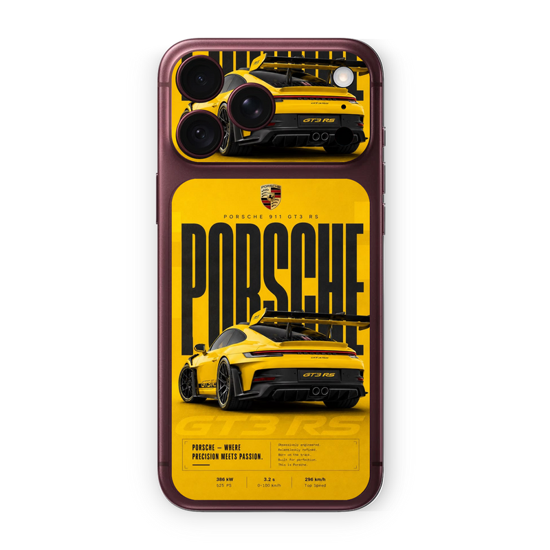 Yellow Porsche 911 GT3 RS Racing Phone Skin
