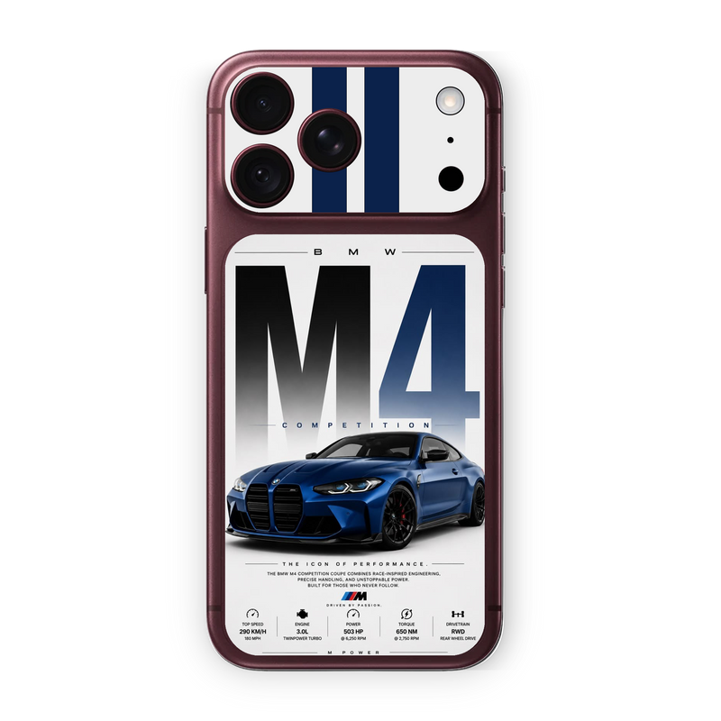 BMW M4 Competition Phone Skin for iPhone | Blue Performance Edition – WrapNation