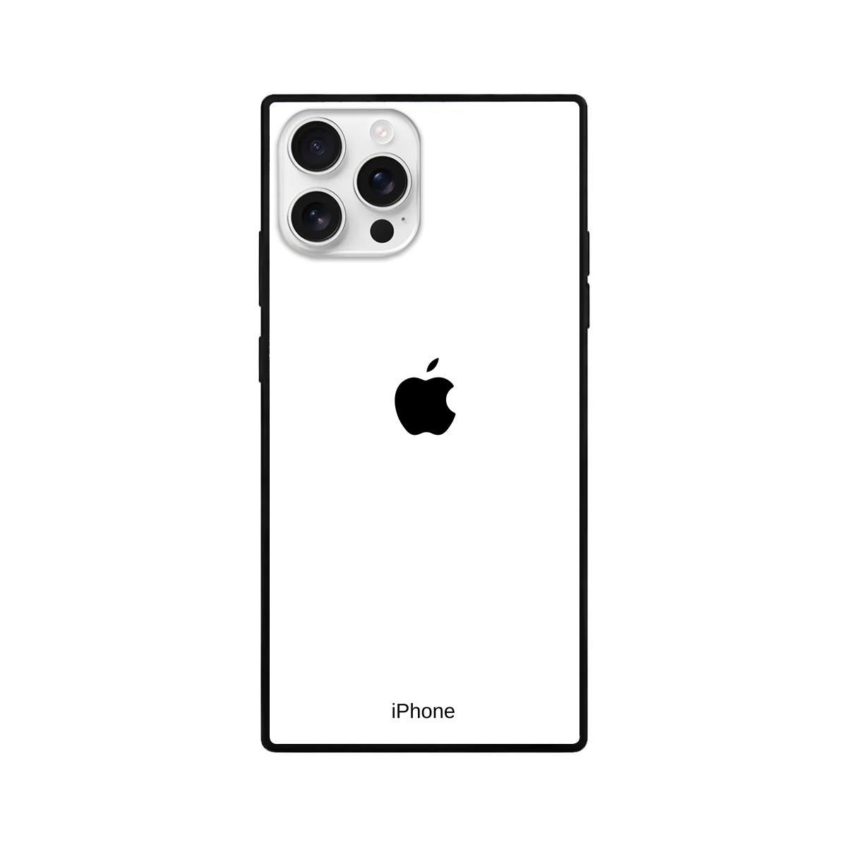 Minimalist White Signature Square Glass iPhone Case