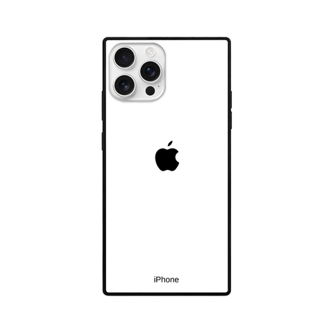 Minimalist White Signature Square Glass iPhone Case