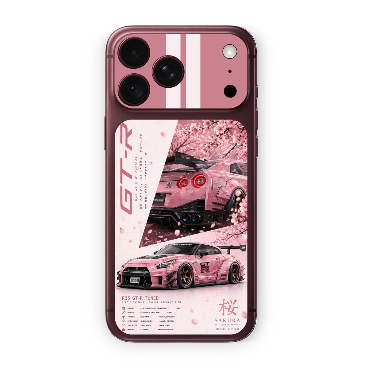 Pink Nissan GT-R R35 Sakura Phone Skin for iPhone | JDM Edition – WrapNation