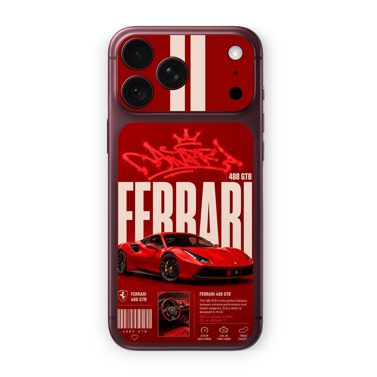 Red Ferrari 488 GTB Phone Skin for iPhone | WrapNation