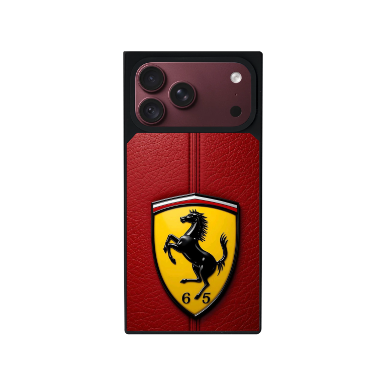Ferrari Leather Customized Square Glass for Iphone Models