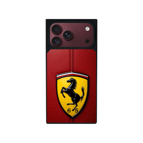 Ferrari Leather Customized Square Glass for Iphone Models