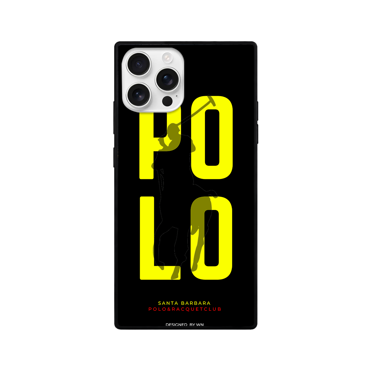Black Neon Yellow Polo Sports Square Glass iPhone Case