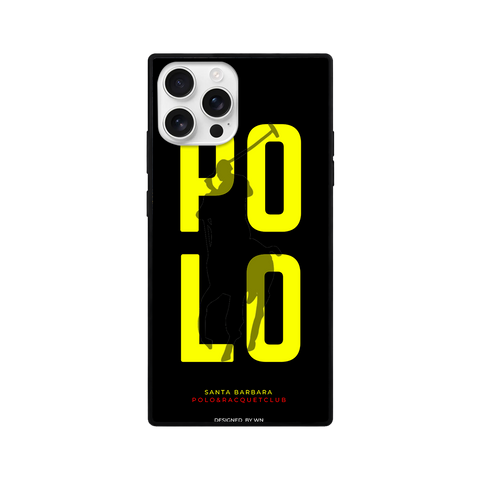 Black Neon Yellow Polo Sports Square Glass iPhone Case
