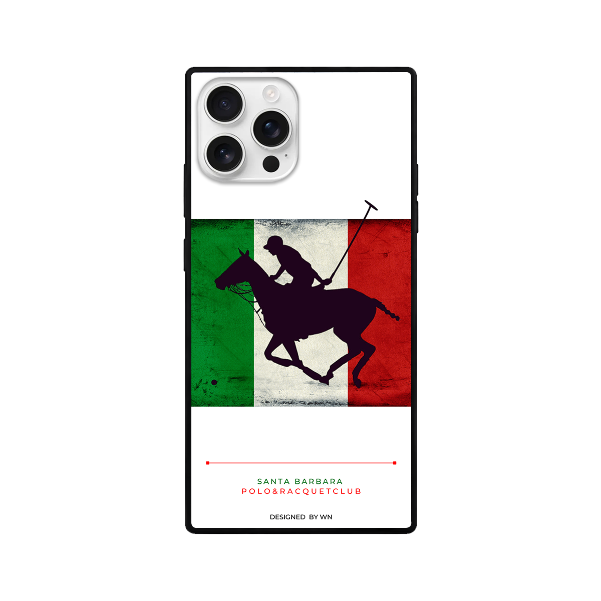 Italian Flag Polo Horse Rider Square Glass iPhone Case