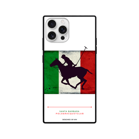 Italian Flag Polo Horse Rider Square Glass iPhone Case