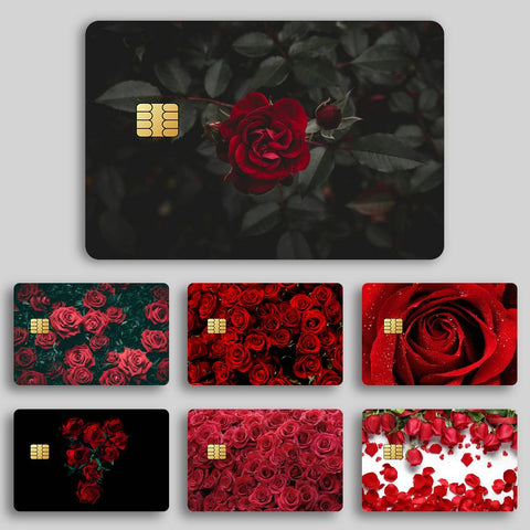 Beautiful Red Rose Credit Card Skin Stickers Skin pack of 7 atm card skins