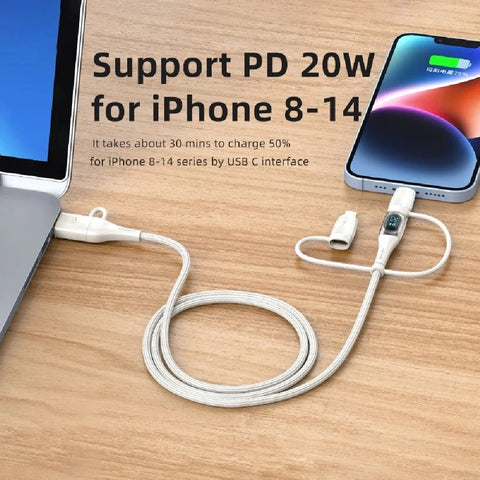 USAMS SJ-626 PD100W A+C to C+L+M 6in1 Fast Charging Data Cable 2m (Black)