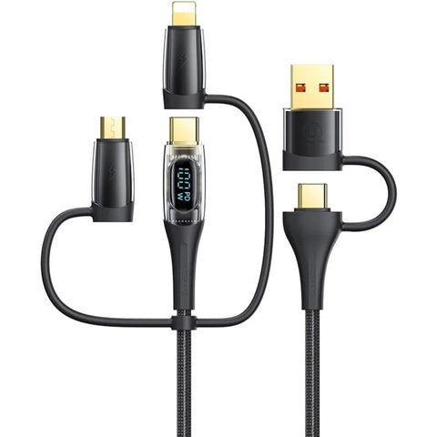 USAMS SJ-626 PD100W A+C to C+L+M 6in1 Fast Charging Data Cable 2m (Black)