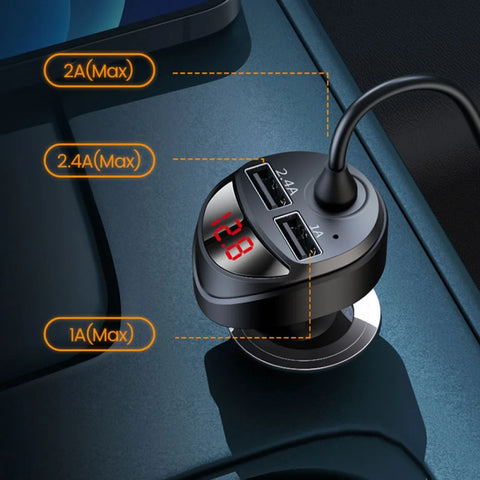USAMS US-CC119 C22 3.4A Dual USB Car Charger With 3in1 Spring Cable
