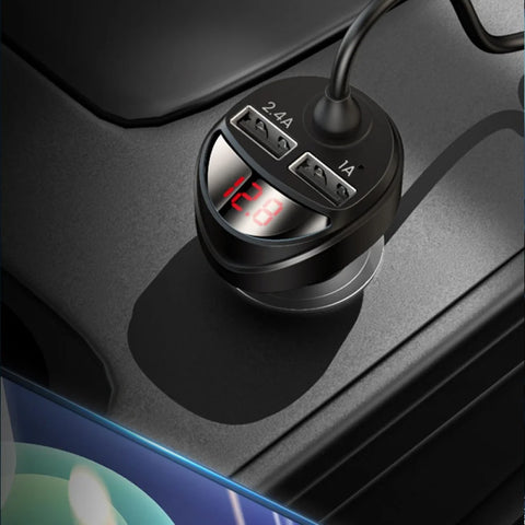 USAMS US-CC119 C22 3.4A Dual USB Car Charger With 3in1 Spring Cable