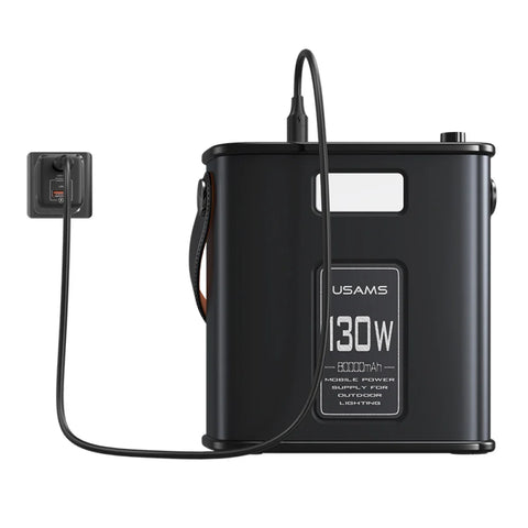 USAMS US-CD196 130W 2C+3A 80000mAh Power Station With Type-C To Type-C 100W PD Fast Charging Cable