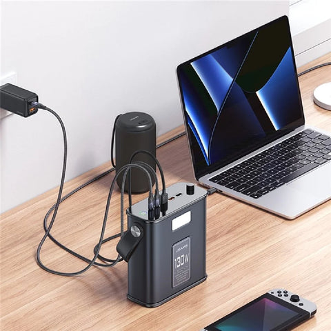USAMS US-CD196 130W 2C+3A 80000mAh Power Station With Type-C To Type-C 100W PD Fast Charging Cable