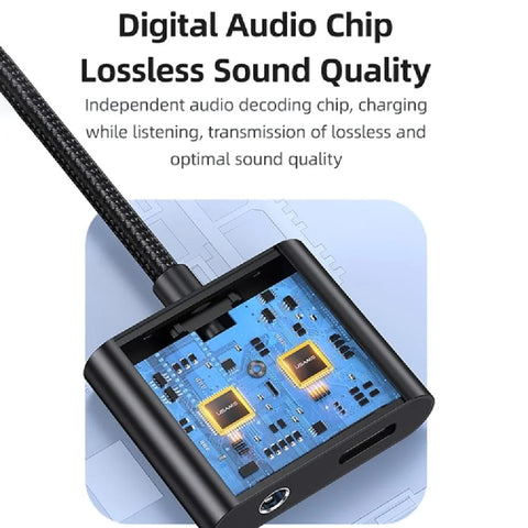 USAMS US-SJ598 AU15 Aluminum Alloy USB-C  Type-C to Type-C + 3.5DC Audio Adapter(Black)