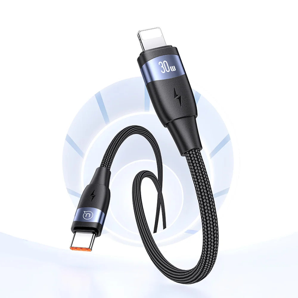 USAMS US-SJ635 U85 Type-C to 8 Pin PD30W Aluminum Alloy Fast Charging & Data Cable 2m (Black)