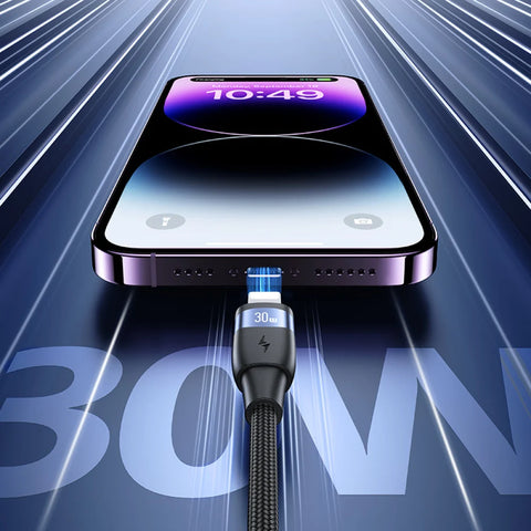 USAMS US-SJ635 U85 Type-C to 8 Pin PD30W Aluminum Alloy Fast Charging & Data Cable 2m (Black)