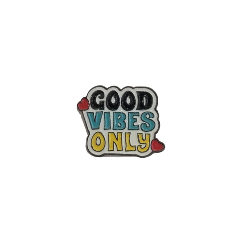 Metal Enamel Brooches 3m Sticker Good Vibes Only Round Charm