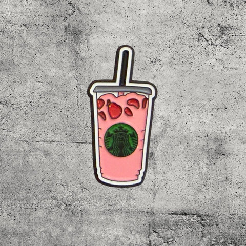 Metal Enamel Brooches 3m Sticker Fashion Jewelry Design Starbucks Pink