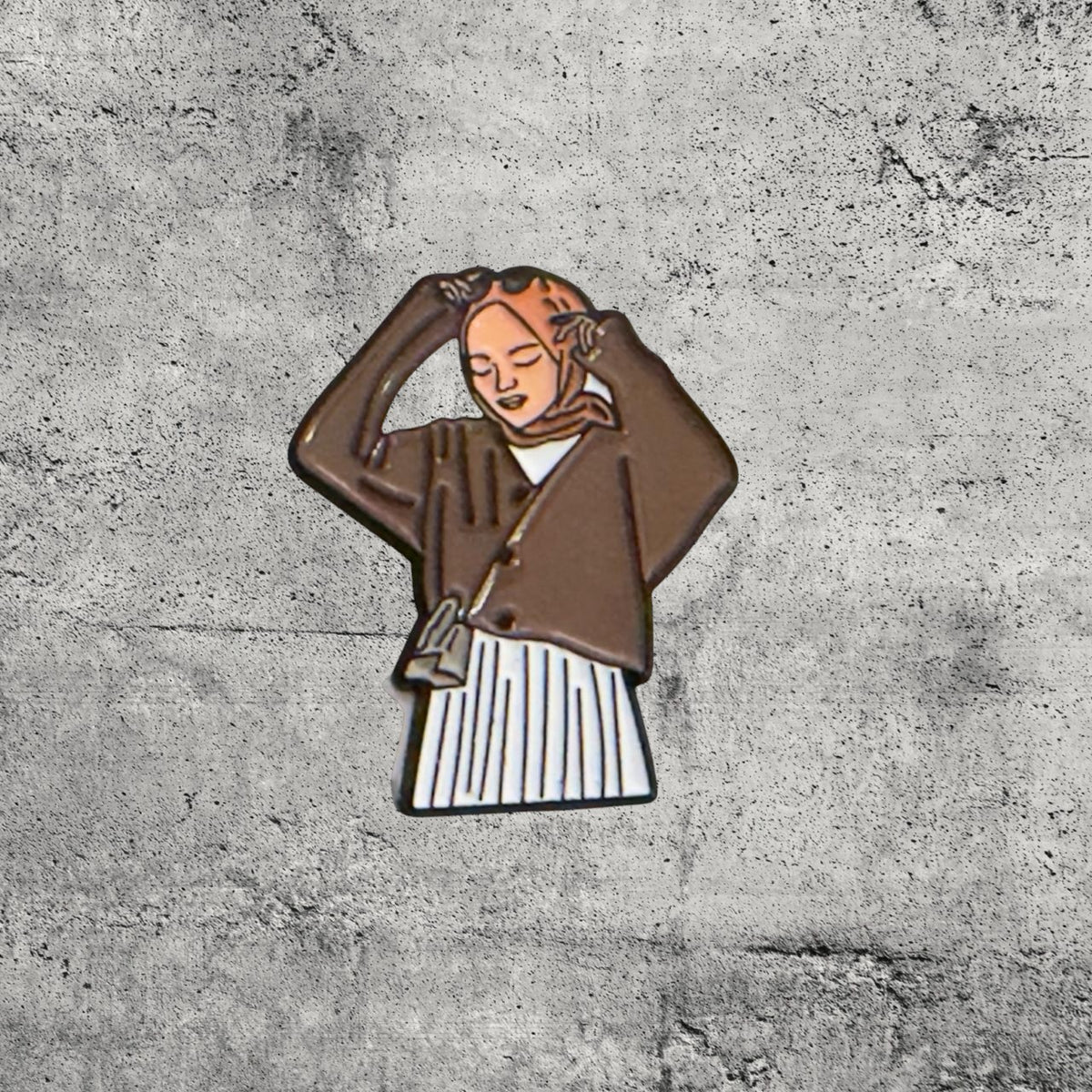 Metal Enamel Brooches 3m Sticker Fashion Jewelry Design Girl adjusting hijab
