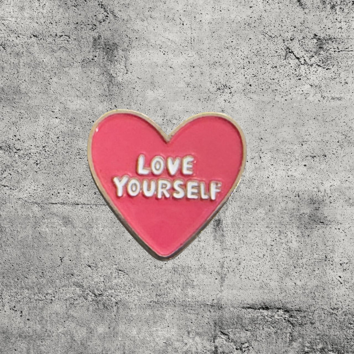 Metal Enamel Brooches 3m Sticker Fashion Jewelry Design Heart “Love Yourself”