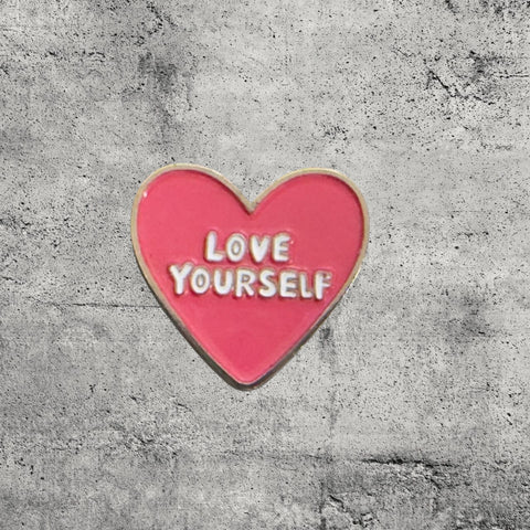 Metal Enamel Brooches 3m Sticker Fashion Jewelry Design Heart “Love Yourself”