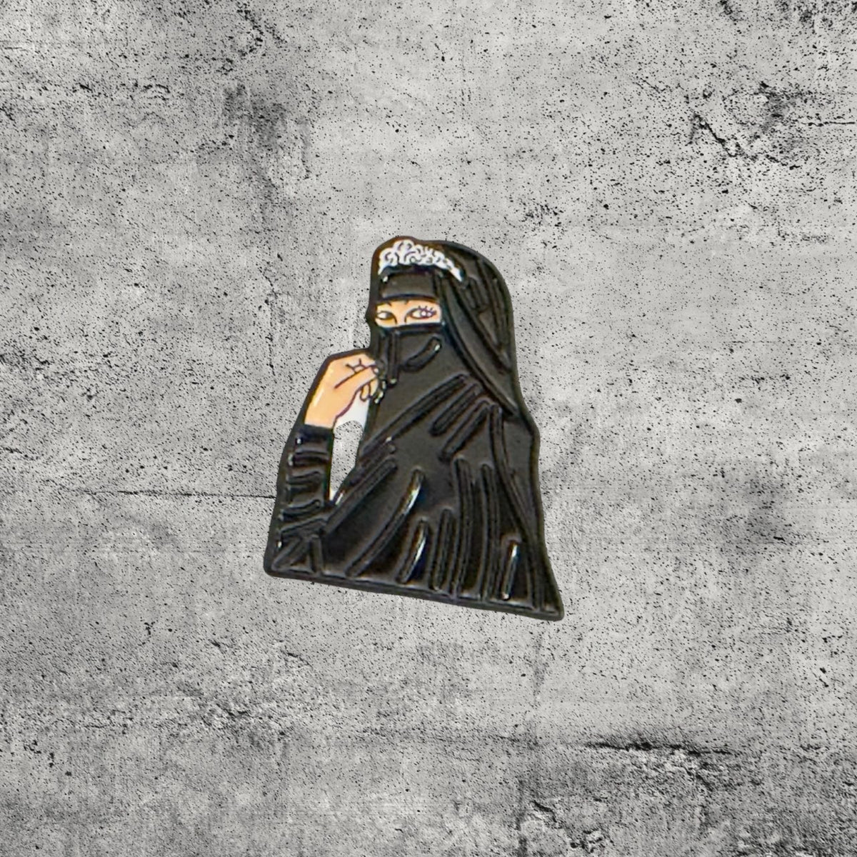 Metal Enamel Brooches 3m Sticker Fashion Jewelry Design Hijabi Girl Illustration