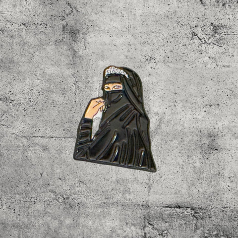 Metal Enamel Brooches 3m Sticker Fashion Jewelry Design Hijabi Girl Illustration