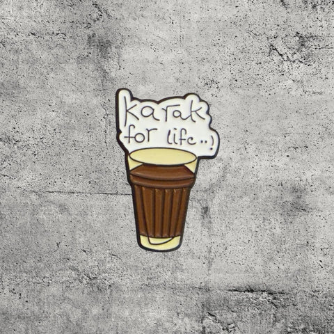 Metal Enamel Brooches 3m Sticker Fashion Jewelry Design Karak Tea For Life