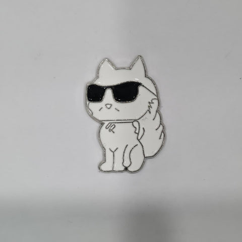 Metal Enamel Brooches 3m Sticker White Cat