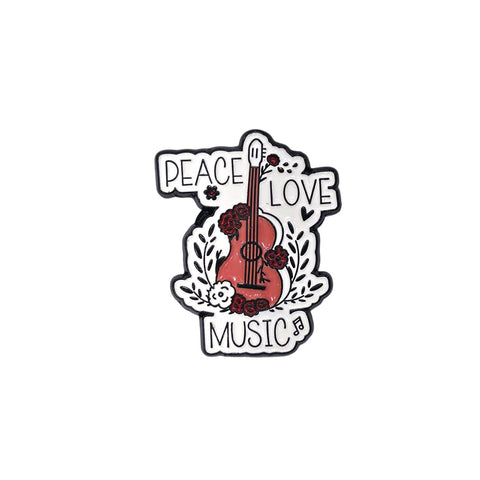 Metal Enamel Brooches 3m Sticker Peace Love Music