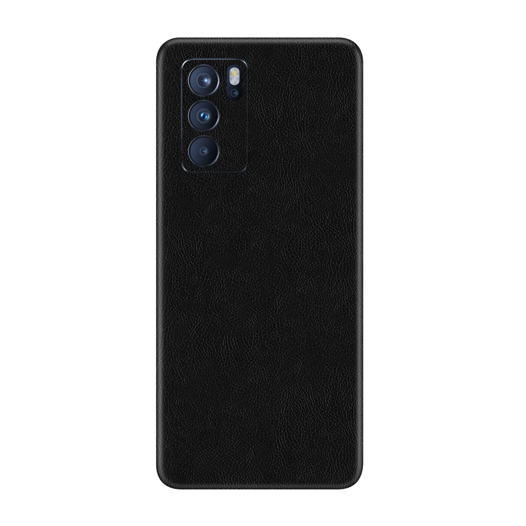 Cowhide Black Skin for Oppo Reno 6 Pro