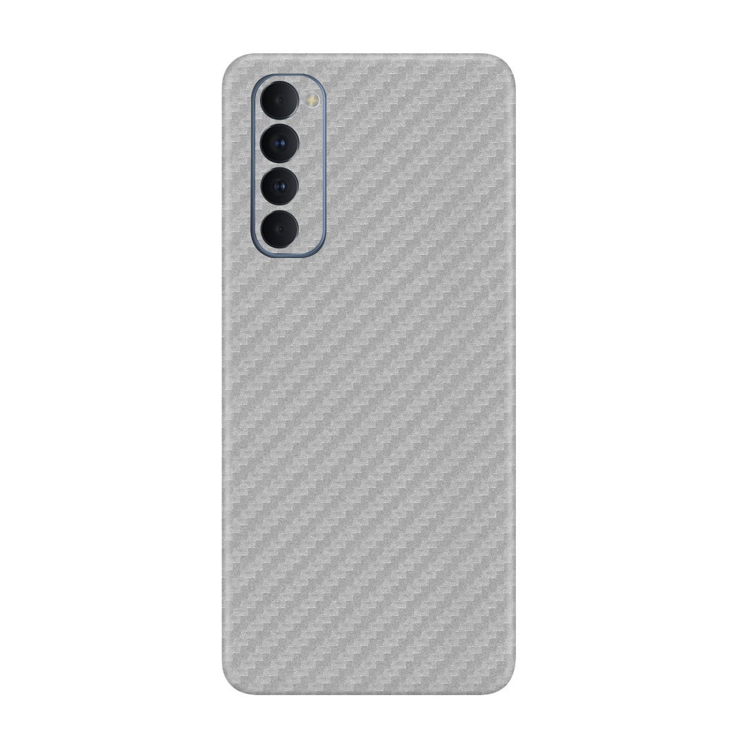 Carbon Fiber Silver Skin for Oppo Reno 4 Pro