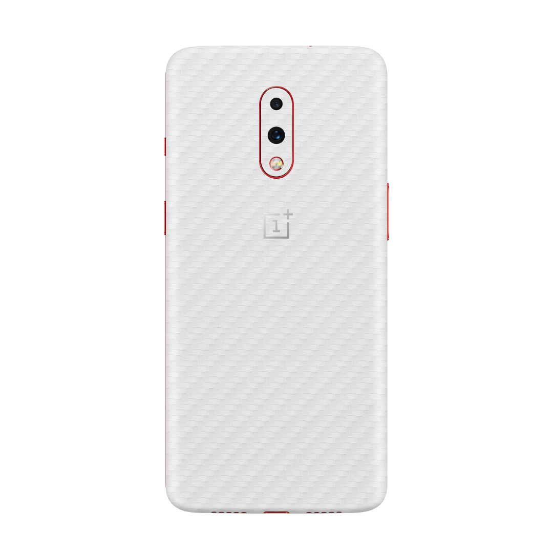 Carbon Fiber White Skin for OnePlus 7