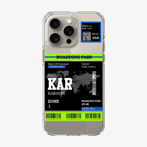 Transparent Case With Boarding Pass Theme