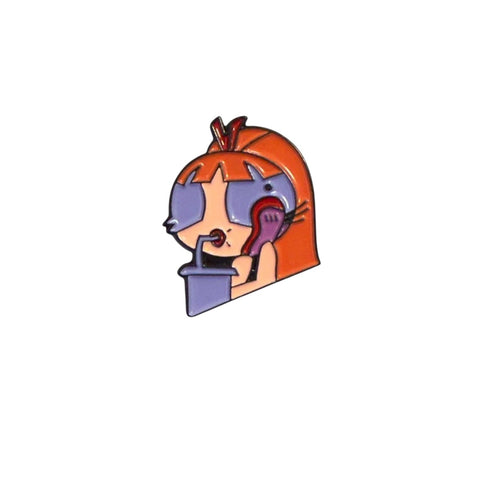 Metal Enamel Brooches 3m Sticker Fashion Jewelry Design Cartoon Girl