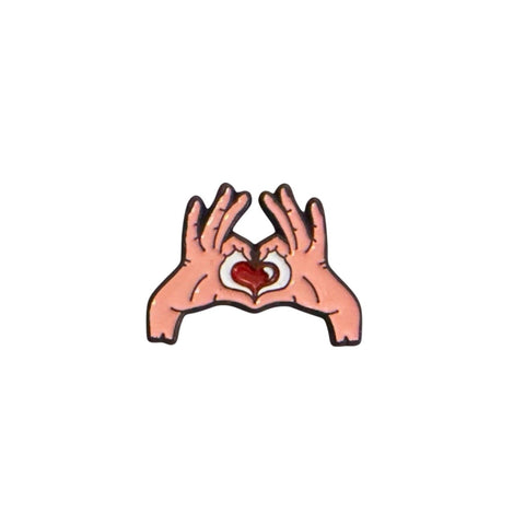 Metal Enamel Brooches 3m Sticker Fashion Jewelry Design Heart Hands