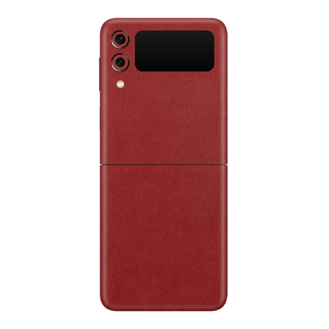 Cowhide Red Skin for Samsung Flip 4