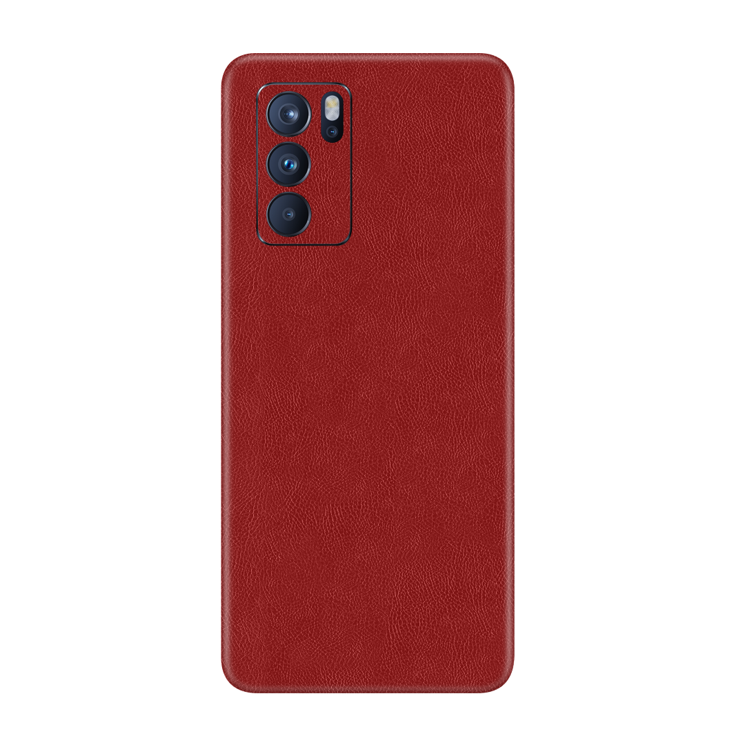 Cowhide Red Skin for Oppo Reno 6 Pro