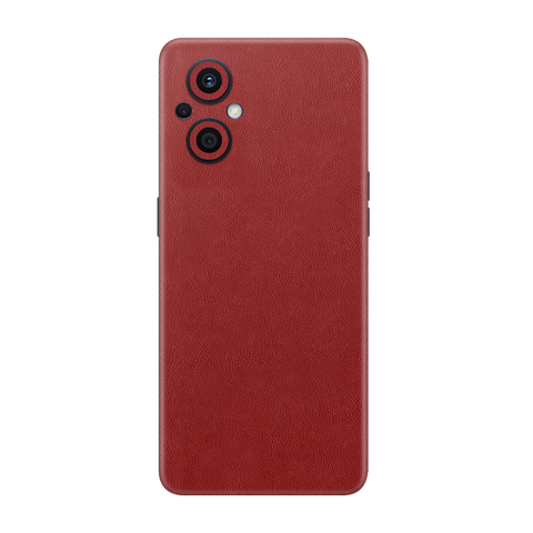 Cowhide Red Skin for Oppo F21 Pro 5G