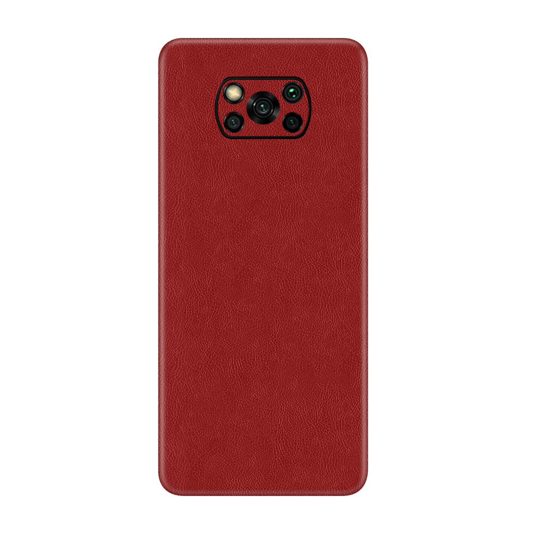 Cowhide Red Skin for Poco X3 Pro