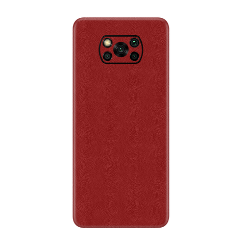 Cowhide Red Skin for Poco X3 Pro