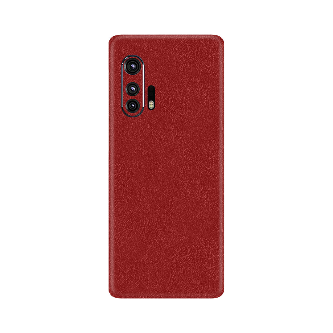 Cowhide Red Skin for Motorola Edge Plus